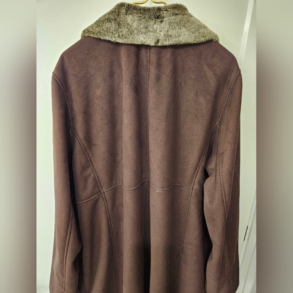 NWT - Gallery Faux Fur "Chocolate - Heather" Long Winter Coat - Size 1X - Picture 12 of 12
